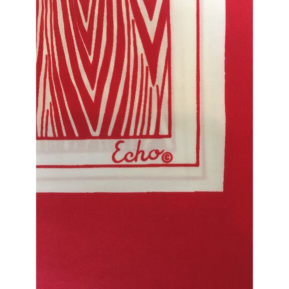 Red and White Vintage Patterned Scarf - Picture 1 of 6